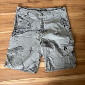 Pelagic Gray Printed Cargo Youth Shorts Size 29